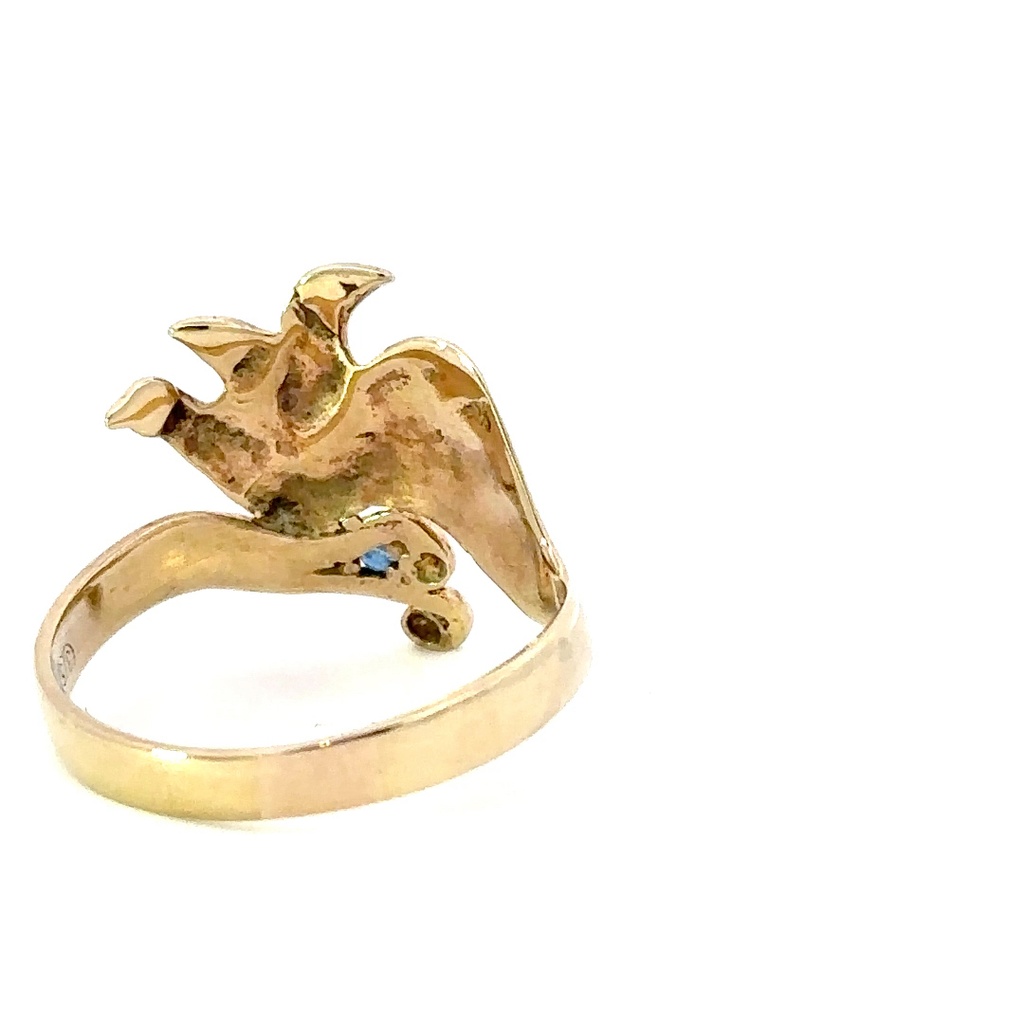 Bird Of Paradise 9K Gold Ring Set With A Sapphire Jules Collins Jewellery